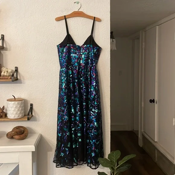 NWOT Dress the Population Womens Maren Fit Flare Midi Spaghetti Strap Dress Size - Picture 7 of 8